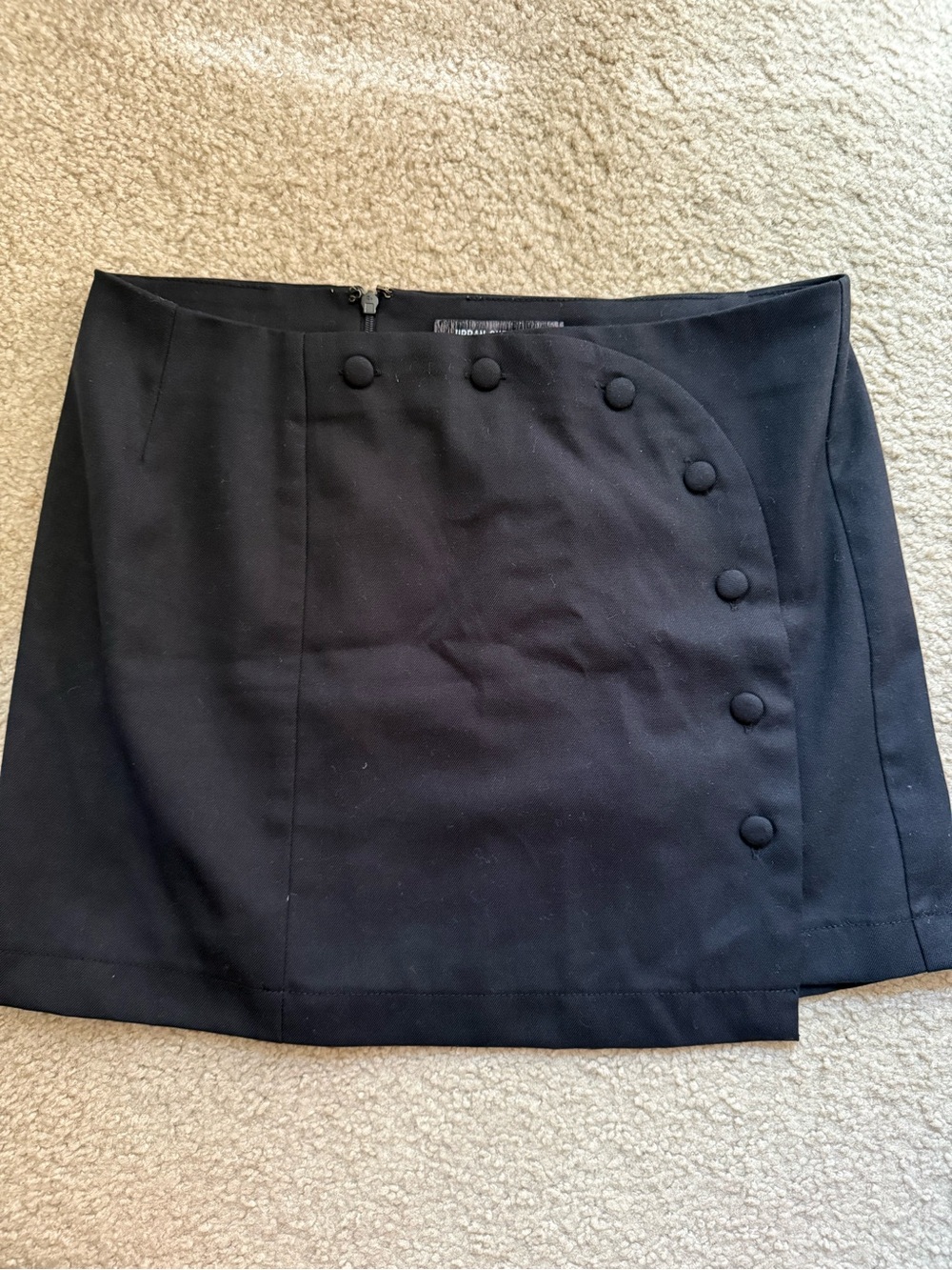 Urban Outfitters Button Mini Skirt Sz M Black Zip Closure Chic Minimalist
